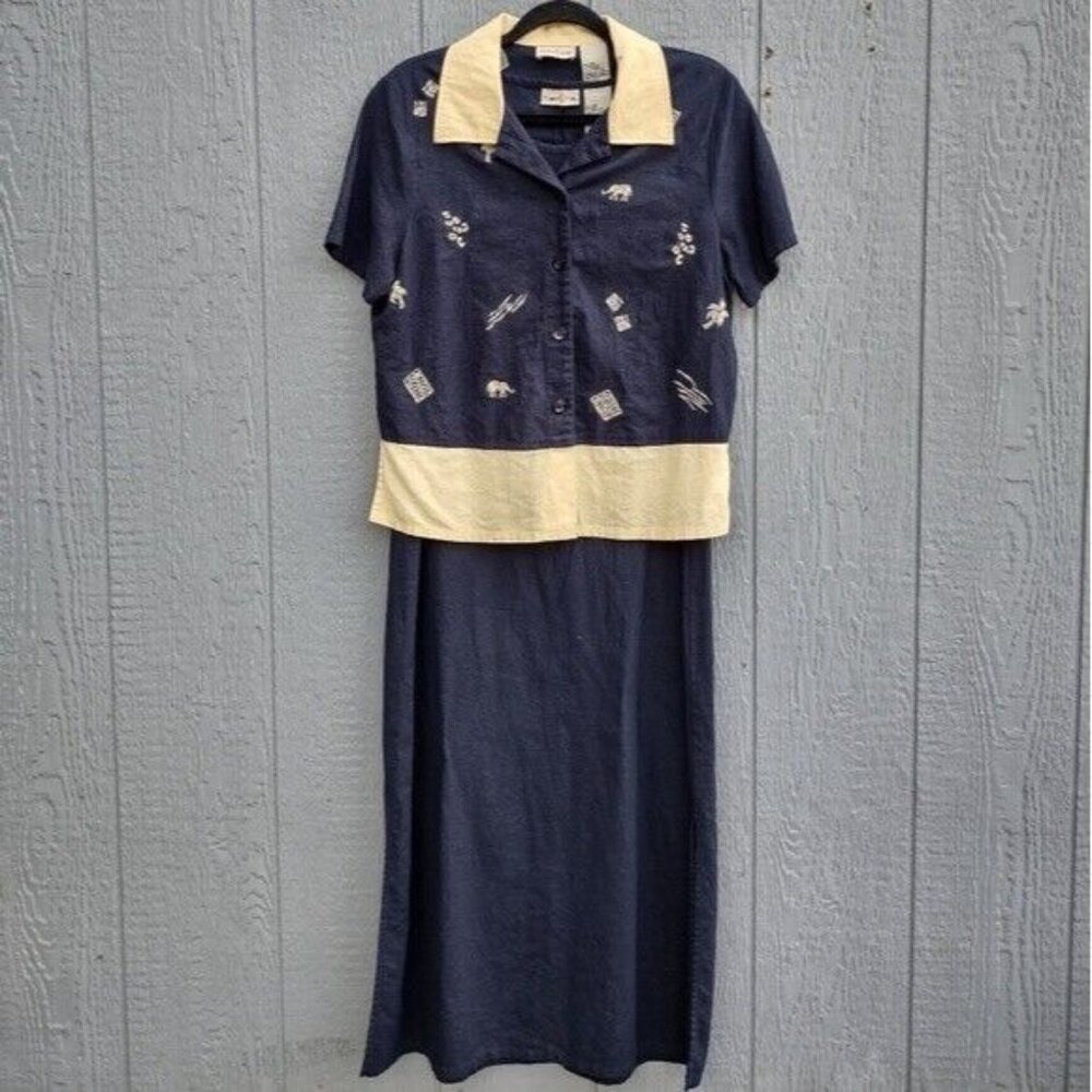 Studio Ease Embroidered Linen Blend Jacket & Dress Size 8